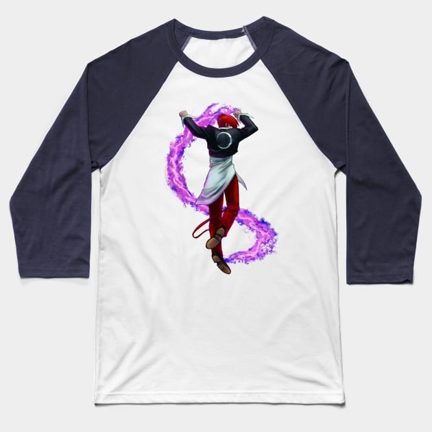 Purple fire Baseball T-Shirt by Lorey